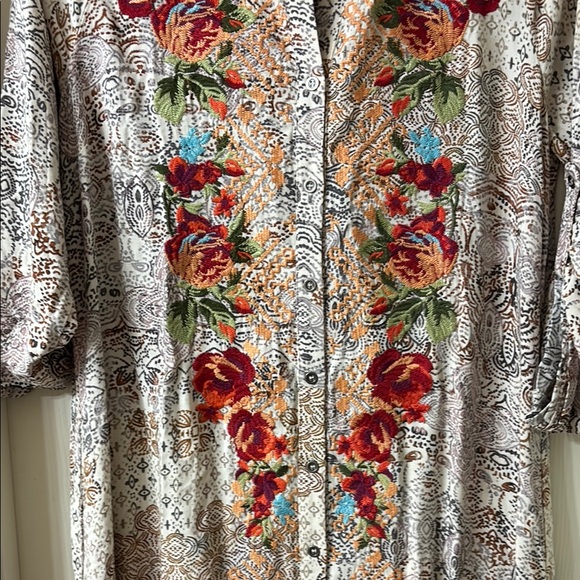 Savanna Jane Red and Blue Bishop Sleeve Shirt Dress - Picture 5 of 6